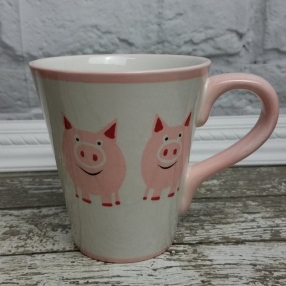 Sonoma Other - Sonoma Life Style Pig Coffee Mug Pink Red White